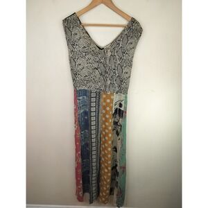 MSAS Patchwork Midi Dress Womens Medium Snake Floral Polka Boho Eclectic Hippie